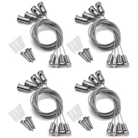 Suspension Cables Kit,Zliger 16 PCS Lamp Holder Suspension Cables Kit Hanging Wire Steel Wire Rope LED Panel Light Suspension Cables Kit for Light Lamp Hardwar