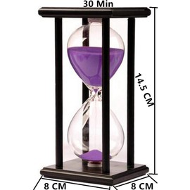Lodunsyr 30 Minutes Hourglass Sandglass Timer Sand Timer Clock 30 Min Wooden Frame Home Decoration Office Ornament Wooden Frame Kitchen Timer Purple