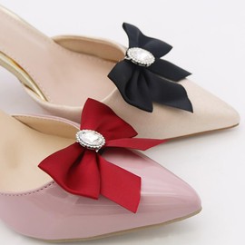 Holibanna Bow Shoe Clips Removable Decorative Shoe Charms for Pumps Heels Flats Wedding Party Accessories 3.14X2.75X1.77 Inch Set of 2