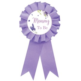 Lavender Mom to Be Tinplate Badge Pin, Purple Flower Best Mom Ever Pin, Gender Reveal Button for New Parents, Purple Rosette Mama to Be Award Ribbon, Flower Baby Shower Party Favors