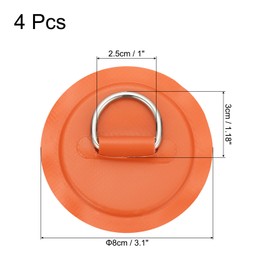 PATIKIL 3.1" Paddle Board D Rings, 4 Pcs Stainless Steel D-Ring PVC Patch Pad No Glue Include for Raft Kayak Inflatable Boat Surfboard, Orange