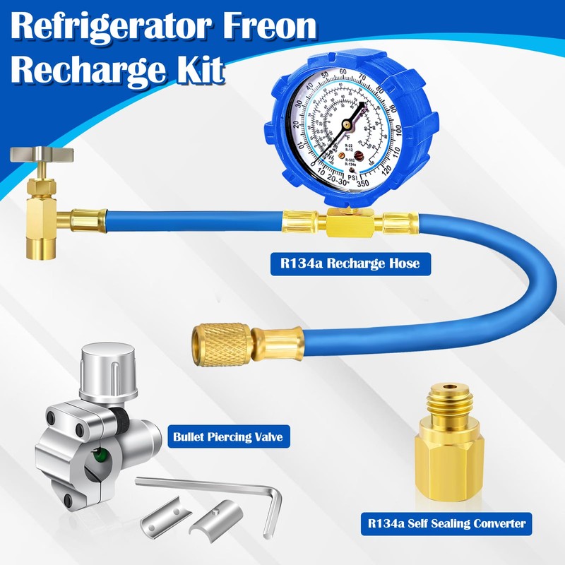 Refrigerator Freon Recharge Hose Kit-R134a R12 R22 Fridge Recharge Tool