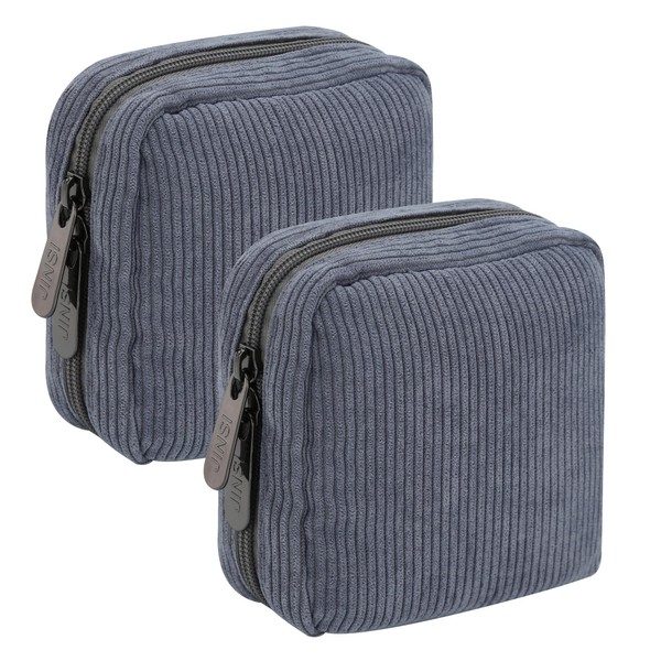 JINSI Small Makeup Bag Corduroy Travel Cosmetic Bag, Cute Stripe