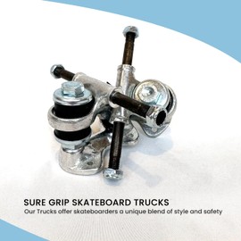 Sure-Grip Vintage Aluminum Skateboard Trucks | Hourglass Shaped Base Plates & Smaller Mounting Holes | USA Made Trucks with 4 1/2" Long 5/16" (8mm) Diameter Steel Axles - Sold in Pairs