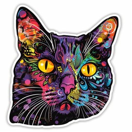 Generic Dean Russo Cat Funky Colors Glow Vinyl Bumper Decal Sticker for Windows, Bikes, Cars, SUVs, Laptops, Notebooks etc Waterproof 5 inches, Manz78