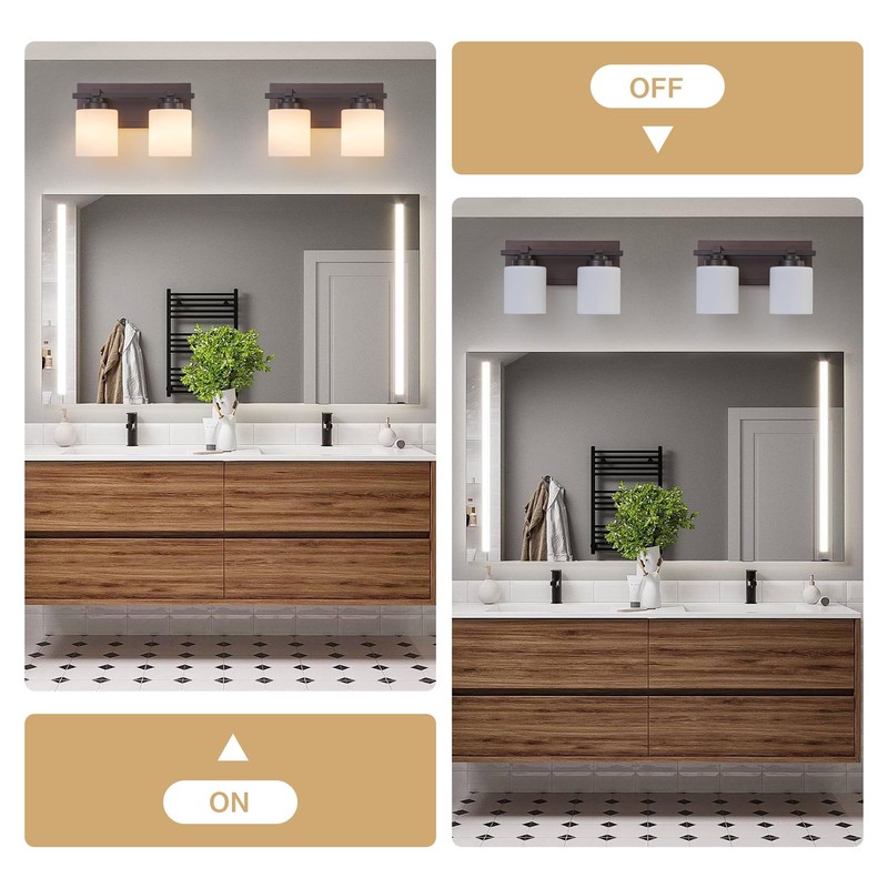 BrkNit 2 Light Modern Bathroom Light Fixtures Over Mirror, Bronze