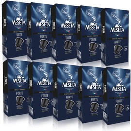 100 Meseta Forte Nespresso Compatible (Original Line) Capsules Italian Gourmet coffee the perfect choice for the lovers of strong coffee, and for those who want to enjoy a creamy espresso Intensity 11