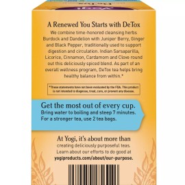 Yogi Organic DeTox Tea 16 Count Herbal Support for Digestion and Circulation