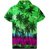 KING KAMEHA Funky Hawaiian Shirt, Shortsleeve, Beach, Green, S