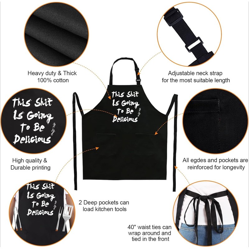 Moslyn Funny Cooking Apron for Men Grilling BBQ Chef Cooking