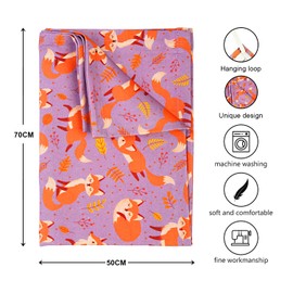 Imprint Premium Quality Tea Towels | 100% Cotton | Set of 2 Multi-Purpose Kitchen Towel | Soft Absorbent Dish Linen | 50cm x 70cm with Hanging Loop – Cute Sleeping Fox, Seamless Autumn Fox