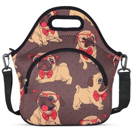 Violet Mist Neoprene Lunch Bag Reusable Insulated Cartoon Pug Snack Bags Dog Anime Animal Work Picnic Travel Tote Food Handbag