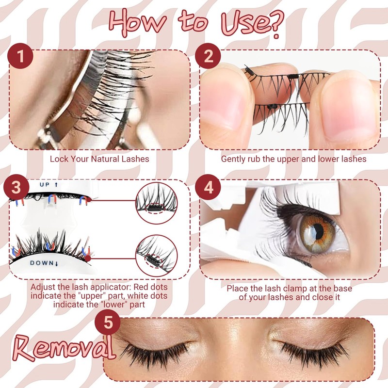 Magnetic Eyelashes with Applicator, Natural Look, No Glue