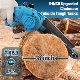 DODOWIN Mini Chainsaw 8 inch, Cordless Mini Chainsaw with 2.0Ah Battery & Charger, Powered Chain saw for Branches Wood Cutting,Anniversary Birthday Gifts for Men Dad,for Him Husband