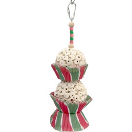 1452 Double Christmas Tutu Chew - Handcrafted shreddable Bird cage Toy, Natural sola Wood Balls, Festive Christmas Design and Patterns, Easy for Pets to Shred, Individually Made by us in The USA