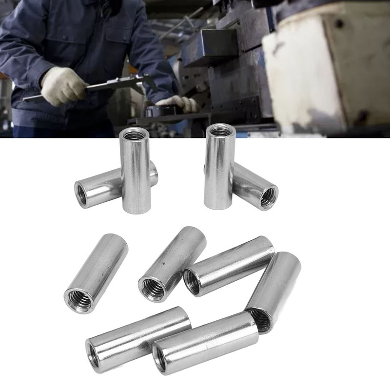 10Pcs Coupling Nut Female Thread Round Rod Connector 304 Stainless