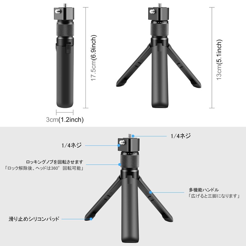 PULUZ Rotating Handle for Insta360 X4 / X3 Bullet Time