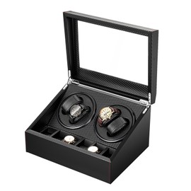 CRYBY Watch Winder, Automatic Watch Winder Case with 4 Quiet Running Motor Watch Winding Display+ 6 Storage Case, Rotating Watch Winder Box Watch Storage Case for Man & Woman's Watches, 12.2 * 9.44In