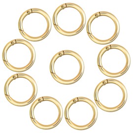 Round Carabiner THETAG Pack of 10 25 mm Carabiner Ring Zinc Alloy Round Carabiner for Everyday Use on Backpack or Keychain, DIY Craft Carabiner (Gold)