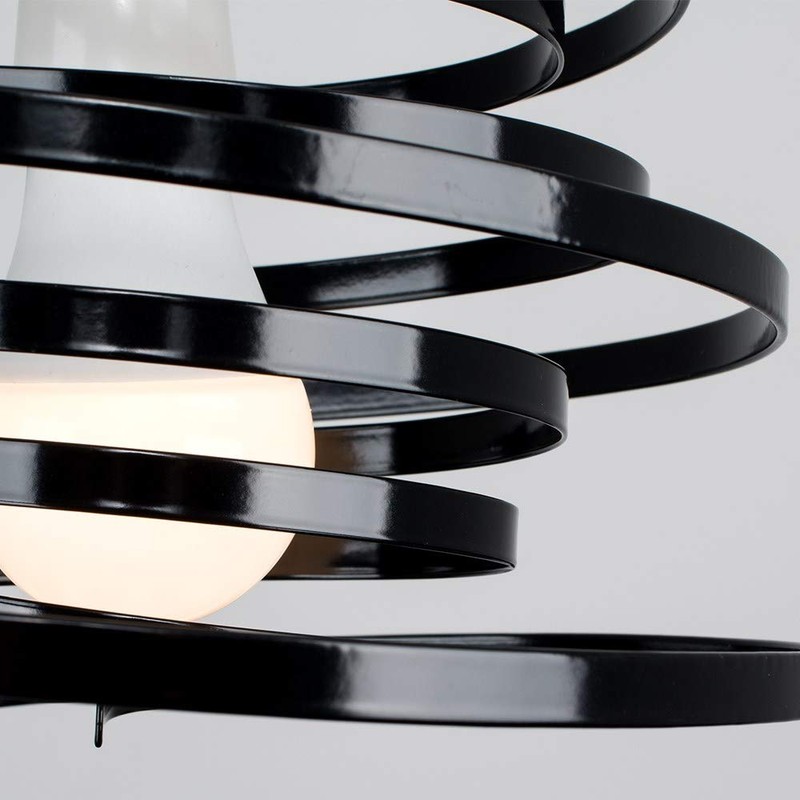 MiniSun Contemporary Gloss Black Metal Double Ribbon Spiral Swirl Ceiling