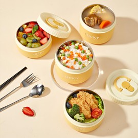 VANDHOME Bento Box Adult Lunch Box Set, Portable Keep Warm Lunch Container With Insulated Bag, 18/8 Stainless Steel Thermal Food Container, Induction Cooker & Microwave Safe