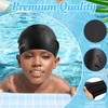 2 Pack Swimming Cap for Kids (Black+Rose red)