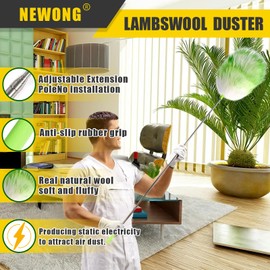5PCS Extendable Lambswool Duster with 35-55 Inch Adjustable Aluminum Handle,Feather Duster Static Electricity Dust Adsorption, Reusable Cleaning Tool for Home, Car, Office, Ceiling, Furniture