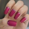 Slim Gorgeous Fake Nails Matte Rose Red with Metallic Moo