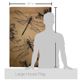 Breeze Decor H104001-BO Dragonfly Burlap Garden Friends Bugs & Frogs Decorative Vertical, House Flag 28"x 40", Multi-Color