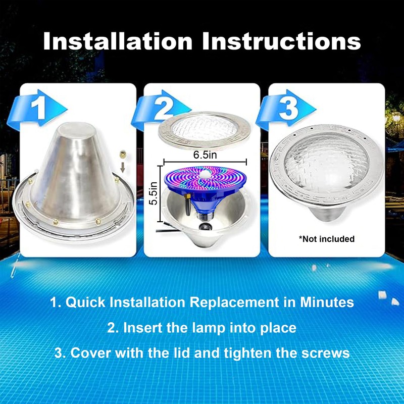 RGBW Pool Light Bulb for Inground Pools – 90W LED