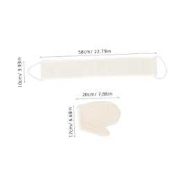 Baluue 1 Set Sisal Exfoliating Gloves for Body Scrubbing and Massage Reusable Shower Mitts for Smooth Skin Ergonomic Design with Back Strap Durable Natural Material for Men and Women