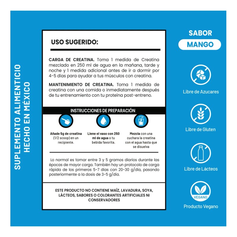 Monohidrato De Creatina 250g 50 Porciones Sin Sabor Dmon