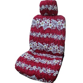 Winnie Fashion Hawaiian Red Hibiscus Wave Separate Headrest Car Seat Covers