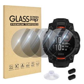 riwoauoo 4 Pack Screen Protector for Garmin Instinct 3 50mm,Charger Port + Privacy Ultra-thin HD 9H Tempered Glass Protective Film,Anti-peeping & Anti-Scratch & High Sensitive