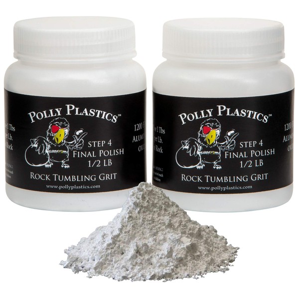 Polly Plastics Rock Tumbler Grit Refill, Final Polish 1200 Fine Aluminum Oxide, Stage 4 for Tumbling Stones (2 Pack) (1 lb.)