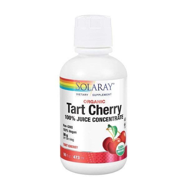 Solaray Organic Tart Cherry 100% Juice Concentrate | Healthy Uric Acid Levels & Joint Support | 16 Servings | 16 fl oz