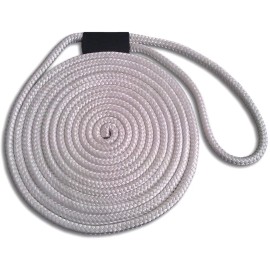 Mad Dog Double Braid Nylon Dock Line - 1/2" x 30' UV Coated / Non-Fading - WHITE / USA!