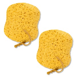 iwiio 2Pcs Bath Sponge, Shower Sponges for Men Women, Body Sponges for Shower, Natural Colors, Large Size Gentle and Deep Exfoliation, Generous and Rich Lather