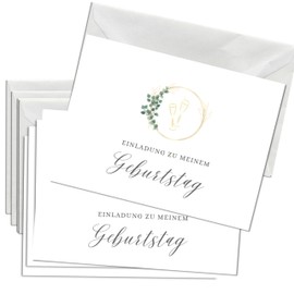 Briefzauber 12 x Invitation Cards with 12 x Envelopes, Birthday, Birthday Party, DIN A6 Set with Filling Aids, Motif: Minimal