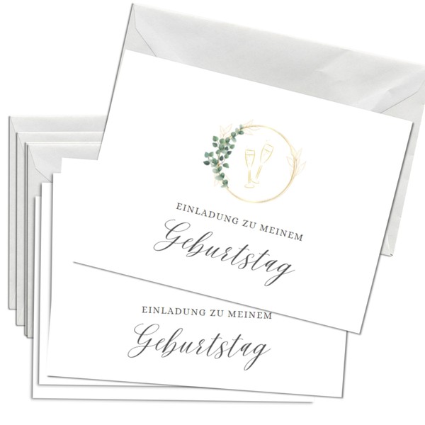 Briefzauber 12 x Invitation Cards with 12 x Envelopes, Birthday,