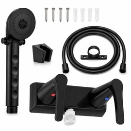 Adando RV Shower Faucet with Head and Hose: 4 Inch 2-Hole Camper Shower Faucet with 59" Hose - ABS Shower Valve Diverter for RV Camper Motorhome Travel Trailer Indoor Outdoor Use