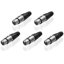 Sienoc 5 Pieces XLR 3 Pin Female Microphone Solder Type Female XLR Microphone Mic Black