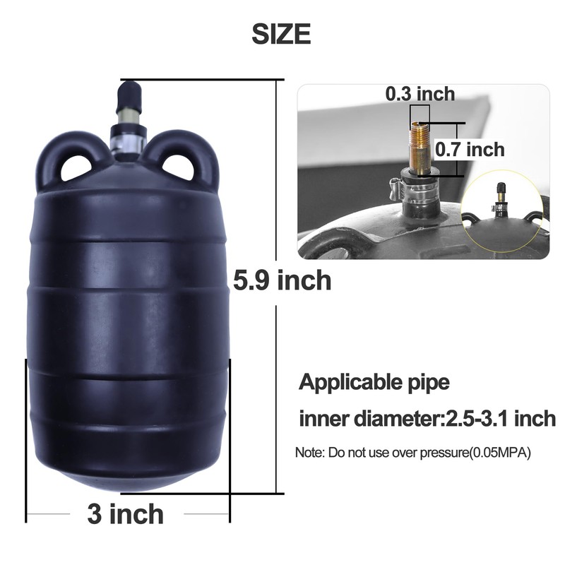 3 Inch Inflatable Pipe Plug, Water Shut Off Airbag for
