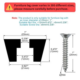 sourcing map 4pcs Rubber Feet Round Bumper Furniture Table Printer Speaker Floor Protector Cabinet Leg Pads with Screws, D25x21xH12mm