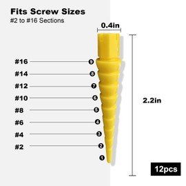 Haespot Yellow 12PCS Stripped Screw Hole Repair Anchor, Door Hinge Screw Hole Filler, Multi Use Wall Anchors, Fits Wood Screws Sizes #2 to #16