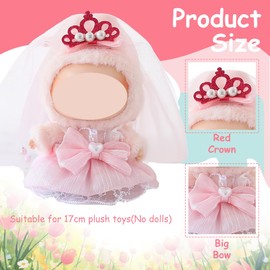 EOYVAIL Clothing & Accessory Sets for Dolls, 2 Pieces Pink Tulle Baby Doll Dress Veil Wedding Dress, Suitable for 17 cm LaBu Doll