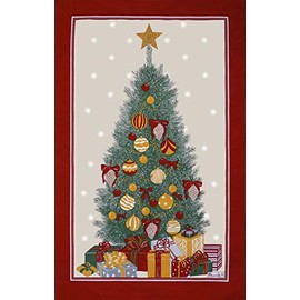 Beauvillé, Mon Beau Sapin (My Christmas Tree) French Holiday/Christmas Kitchen/Tea Towel, Silk Screen Hand Printed