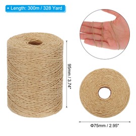 PATIKIL Natural Cotton Raffia Yarn 328 Yard, Crochet Raffia Paper Ribbon for DIY Sun Hat Beach Bag Crochet Yarn Wrapping Knitting, Coffee-Color