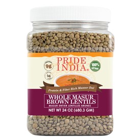 Pride Of India - Indian Whole Brown Crimson Lentils - 1.5 lbs (680 gm) Jar - Healthy Culinary Nutritious Lentils - Rich in Protein (9g) and Dietary Fiber (5g) per serving (16 servings) -Amazing Value