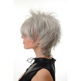 WIG ME UP - BLUE144-51 Women's Wig Short Hair Wig Short Toupeed Wild Strands 80s Wave Punk Grey Silver Grey with Low Black Content